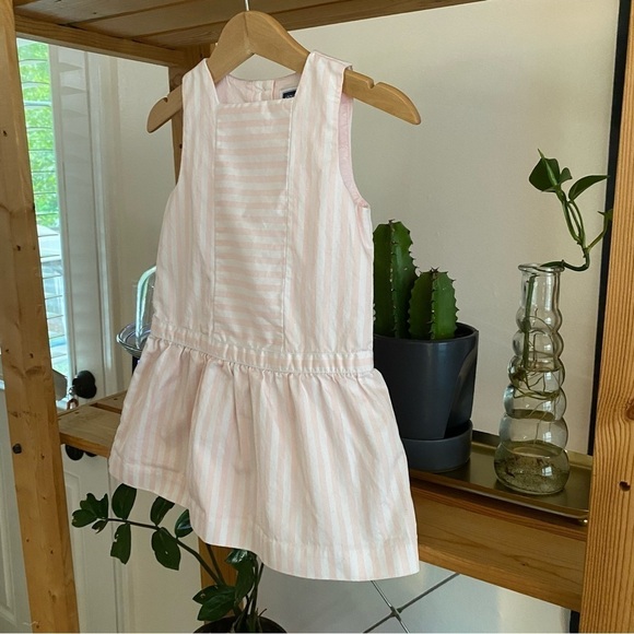 Janie and Jack Light Pink White Stripe Sleeveless Dress - Picture 4 of 10